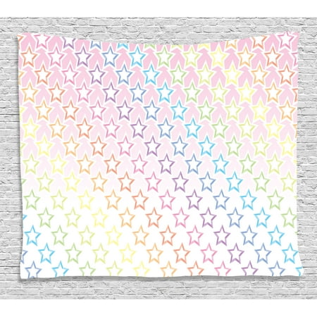 - House Decor Tapestry, Stars in Rainbow Colors Galaxy Milky Way Teen Girls Room Nursery Decor Print, Wall Hanging for Bedroom Living Room Dorm Decor, 60W X 40L Inches, Pink Multi, by Ambesonne