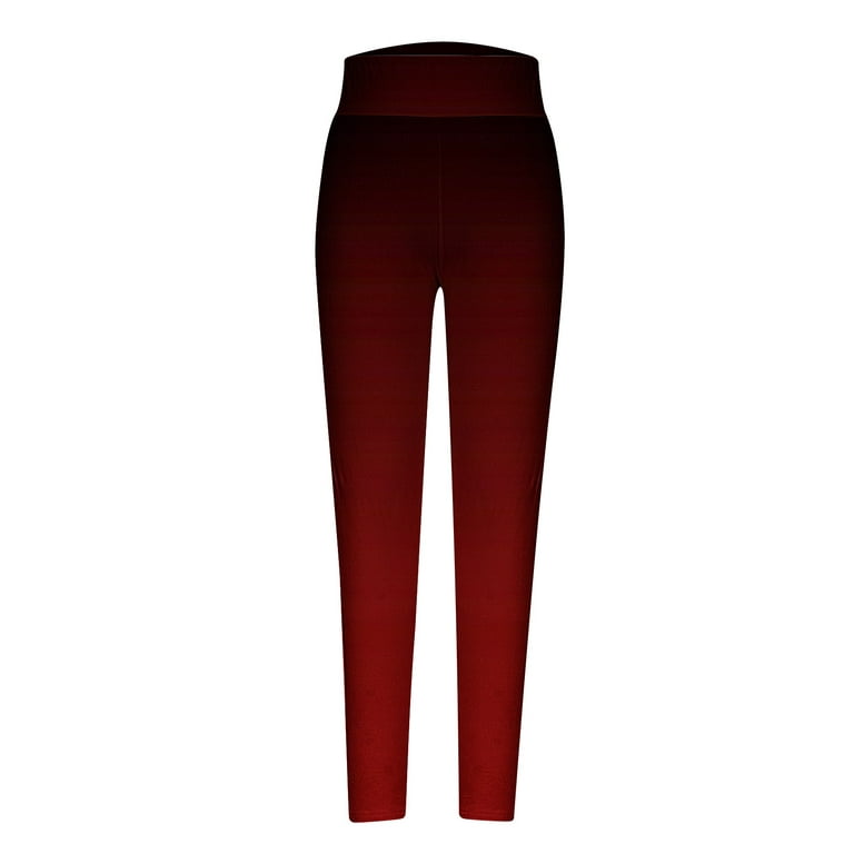 Polyester Brushed Graphic Leggings Women Holiday Seasonal Funny Printed Ankle  Length Tights S-XXL Stretch Yoga Pant (XX-Large, Wine A) 