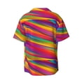 thumbnail image 2 of KLL Lines Multicolored Rainbow Print Men's Shirt Short Sleeve Button Down Summer Cuba Beach Shirts- Small, 2 of 7