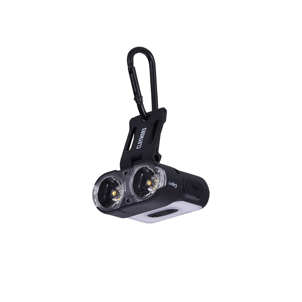 Claymore Capon 120H (Black) - LED Rechargeable Clip-On Cap Headlamp, Lightweight Hat Light for Camping, Running, Hiking, Emergency & Industrial Use, Waterproof, USB-C, Up to 45 Hours of Battery Life.