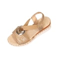 thumbnail image 2 of Viluyesy Womens Wedge Sandals, Fashion Striped Comfort Peep Toe Summer Casual Dressy Shoes Khaki US9, 2 of 9