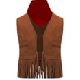 thumbnail image 3 of iiniim Girls Sleeveless Tassels Western Cowgirls Vest with Bandanna 2-Piece Cowboy Outfits Brown 18-24M, 3 of 7