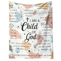 AUQ Christian Gifts for Women Blanket, Inspirational Religious Birthday Gifts, Baptism Confirmation Gifts for Girls, I Am A Child of God Blanket, Bible Verse Prayer Faith Throw Blanket 27" X 39"