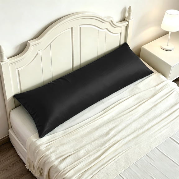 Kelnaro Satin Body Pillowcase 20x54 Inches, Silky Smooth Hidden Zipper Body Pillow Cover for All Season, Black