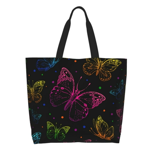 Balery Butterfly Bolsa Tote Estilo Estético con Cremalleras, Bolsa de Hombro, Bolsa de Compras Grande y Plegable