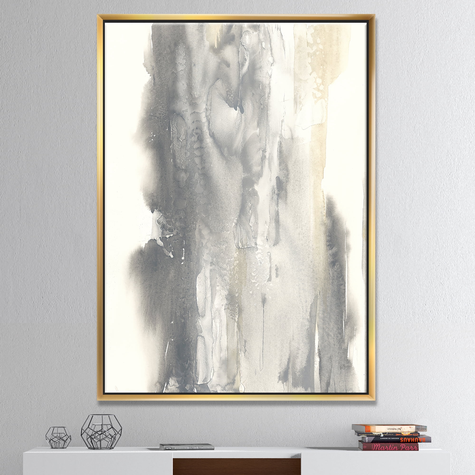 Designart ' Gold Glamour Direction II ' Modern & Contemporary Framed Canvas
