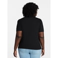 thumbnail image 3 of Terra & Sky Women's Plus Size Crewneck Top with Short Puff Sleeves, Size 0X-4X, 3 of 5