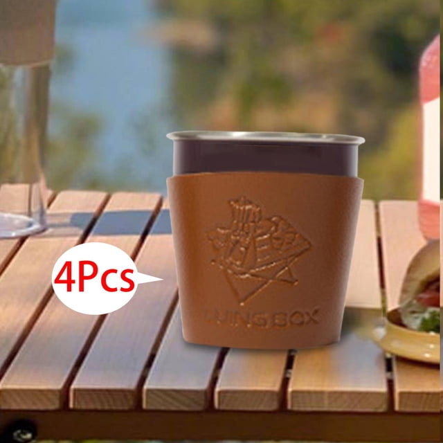 4 fundas para botellas de cuero PU, fundas para tazas de café, accesorios para acampar, fundas suaves y de Material para botellas de agua, fundas para Diámetro 445 cm DYNWAVEMX Copas de manga
