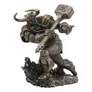 Ebros God Of Thunder Thor Wielding Mjolnir Hammer Figurine Charging Thor Statue Collectible