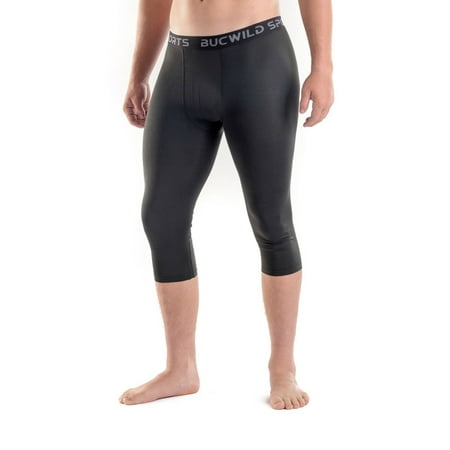 Bucwild Sports Compression Tights Youth & Adult (XS - Large) Bucwild Sports 3/4 Compression Pants Tights Youth & Adult Mens Baselayer For Basketball Football Running Baseball