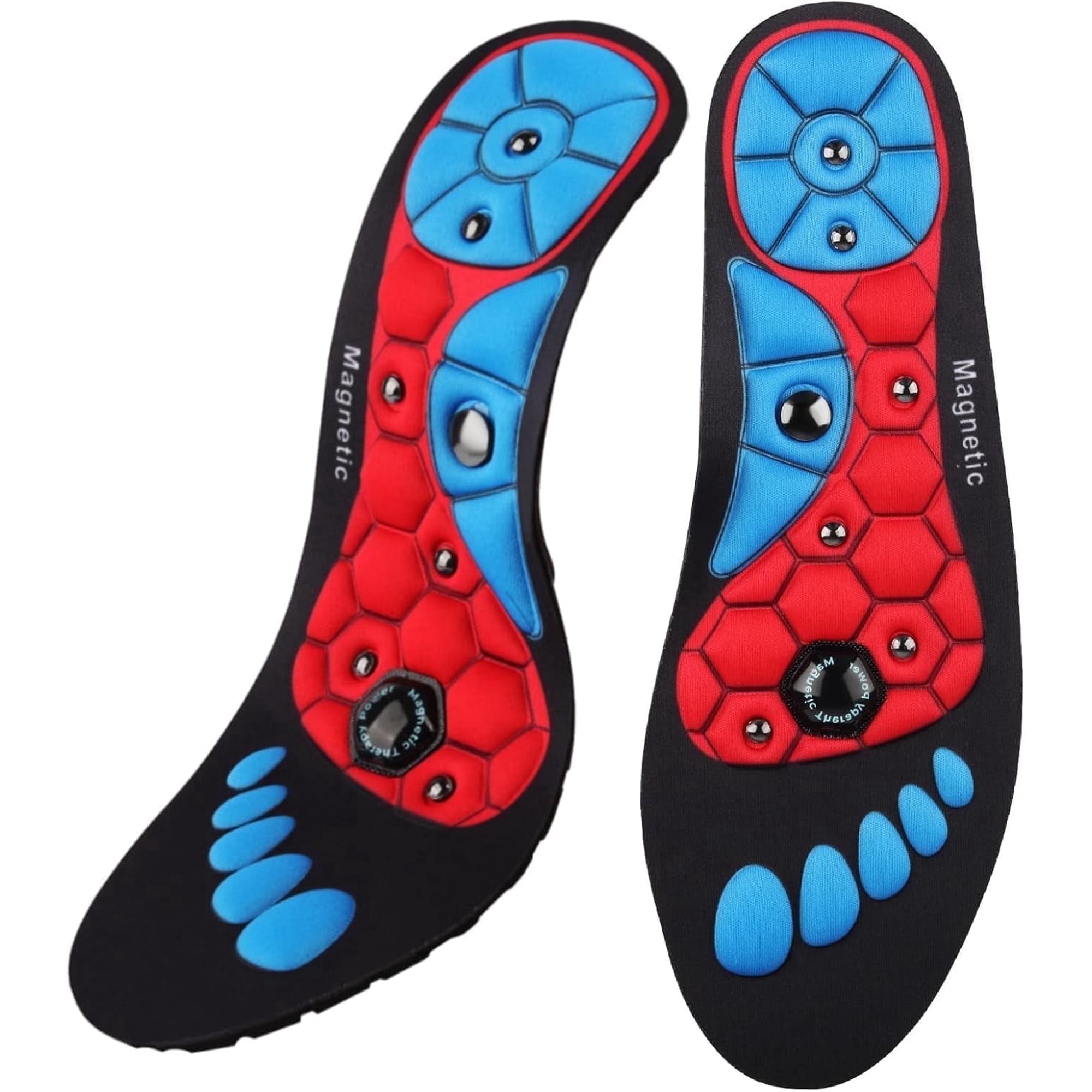 Dr.pedi Magnetic Insoles for Men & Women — Arch Support Shoe Inserts, Acupressure Foot Pain Relief Orthotics(Red, L)