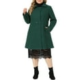 thumbnail image 3 of Agnes Orinda Women's Plus Size Winter Coats Notched Lapel Single Breasted Outerwear Elegant Long Trench Coat with Pocket 4X Dark Green, 3 of 7
