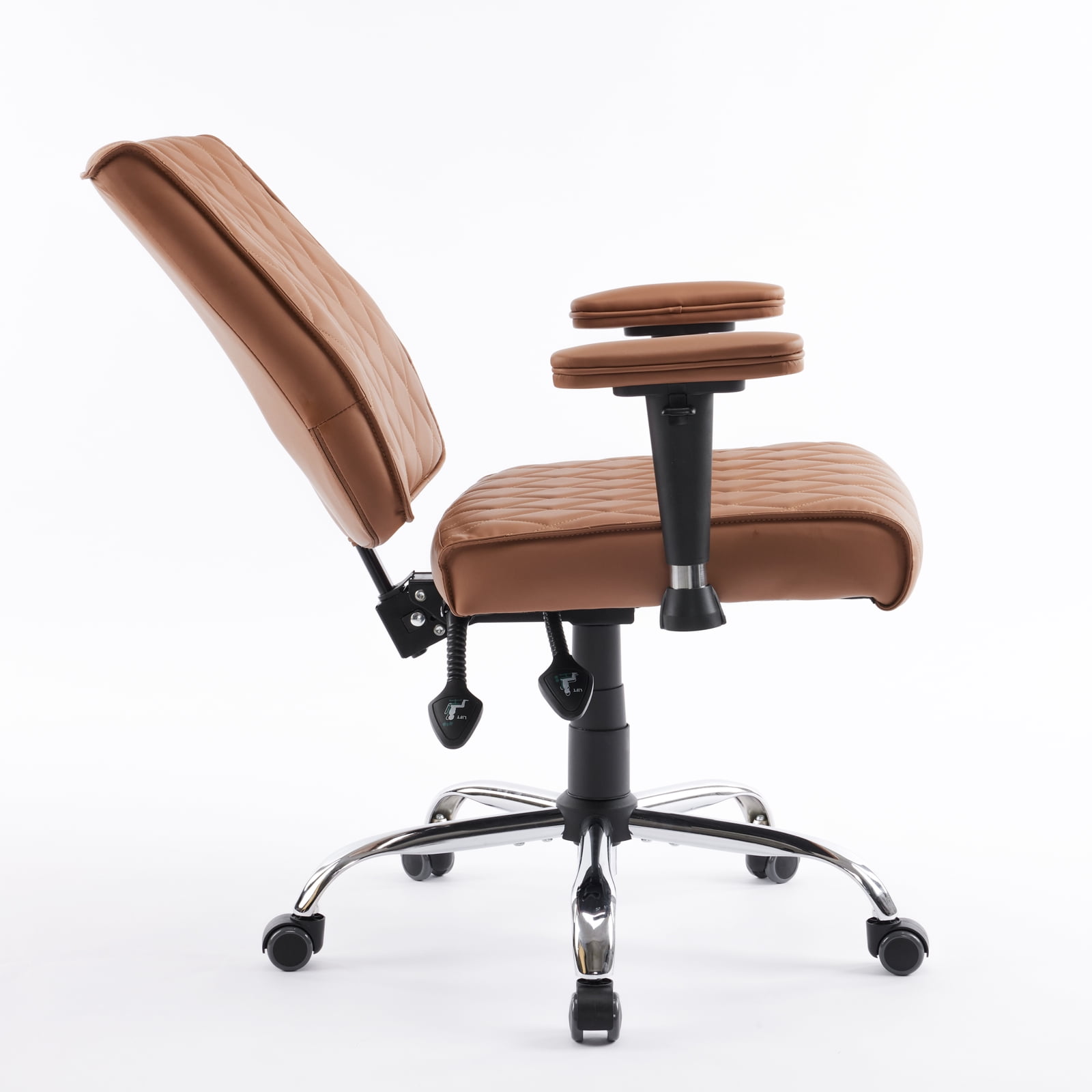 DELIA Stylish Comfortable Office Desk Chair, Customer Rolling Seat, Diamond Stitched, Adjustable Height Perfect for Office, Conference Room, Reception, Waiting Area, Cappuccino