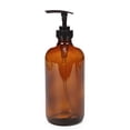 thumbnail image 5 of Vivaplex 2 botellas grandes de vidrio ámbar vacías de 16 oz con bombas de loción negras, 5 of 5