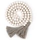 thumbnail image 2 of Wood Bead Garland with Tassels Farmhouse Beads Rustic Country Decor, 2 of 5
