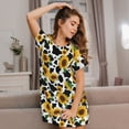 thumbnail image 3 of Rateoe Cute Cow Print Sunflower D Print Women’s Nightdress – Cozy Cotton Short-sleeved Sleep Shirt, Loose-Fit Sleepwear, Perfect for Relaxing and Sleeping, 3 of 6