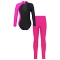 thumbnail image 6 of iiniim Kids Girls Shiny Ballet Dance Long Sleeve Leotard with Sports Legging Athletic Tracksuit Size 6-16 Rose 8, 6 of 6