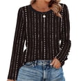 thumbnail image 3 of Women's Striped Long Sleeve Shirts 2025 New Color Block Pullover Top Loose Crewneck Basic Tees Shirts Casual Fashion Fall Outfits Tunics Tops, 3 of 6