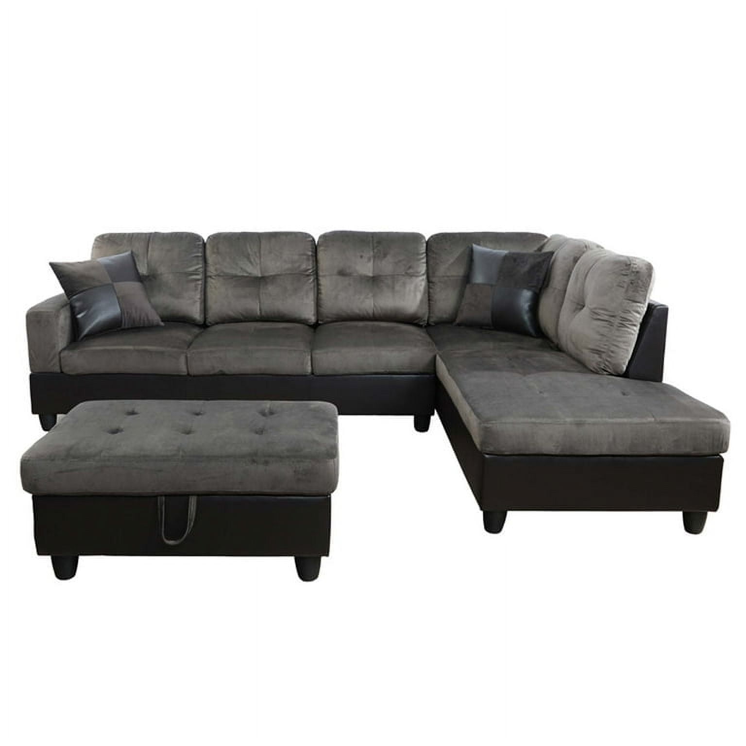 PonLiving 3 Piece Living Room Sectional Sofa Set  Taupe