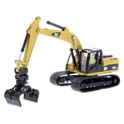 Diecast CAT Caterpillar 320D L Hydraulic Excavator with Multiple Work Tools and Operator High Line Series 1/87 (HO) Scale Diecast Model by Diecast Masters