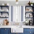 thumbnail image 2 of Abstract Geometric Blue Stripe Kitchen Curtains 63 Inch Length, White Backdrop Grommet Top Bedroom Living Room Curtains, Light Filtering Cafe Curtain Drapes 2 Panels Set 84''x63'', 2 of 9