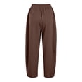 thumbnail image 7 of WERYOUNG Women Elastic Waist Barrel Leg Pants Cropped Solid Color Soft Knit Side Pockets Casual Trousers Streetwear Loungewear Daily Pants Stylish Bottom M, 7 of 7