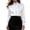 White, variant on Spring Womens Elegant Satin Blouse Long Sleeve Solid Color Casual Work Shirt Soft Feel Bow Tie Neck Black L