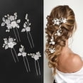 thumbnail image 1 of Pasadores de pelo de la flor con Crystal Pearl Tocado de novia Accesorios para el cabello con Rhinestone Vintage Hair Clips para Novias Damas de honor Mujeres, 1 of 4