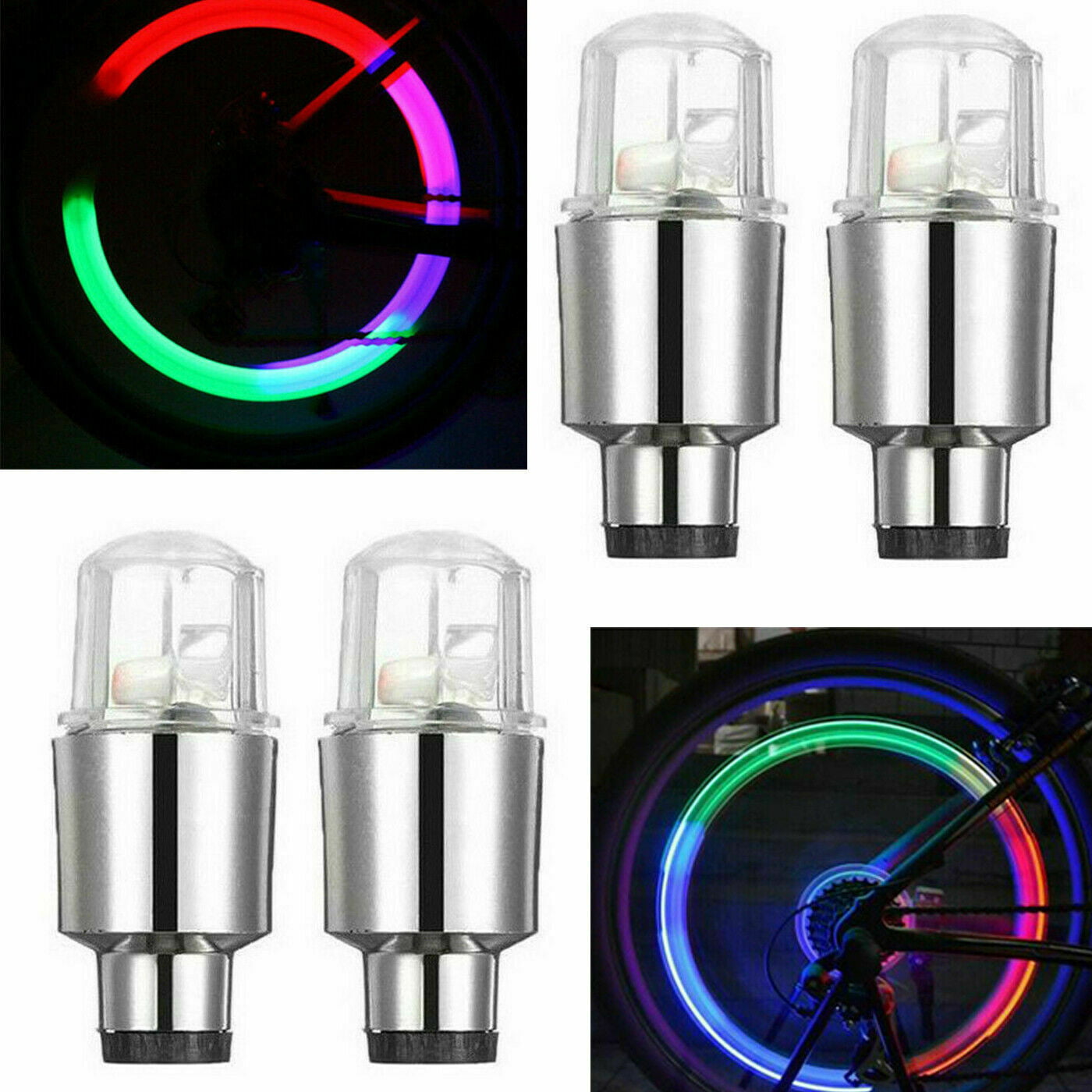 8Pcs Car Motorcycle Bike Wheel Tire Tyre Valve Cap Neon LED Flash Lights Lamps 