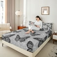 thumbnail image 5 of Feelyou Romantic Butterfly Animal Twin Sheet Sets, Fashion Bling Stars Twin Fitted Sheet, Chic Sequin Print Grey Flat Sheet, Breathable Home Decor, 3 Pieces, 5 of 8