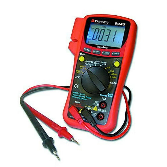 Triplett True RMS CAT III 6000 Count Digital Multimeter - ACDC Voltage ACDC Current Resistance Continuity Diode Test and Capacitance (9045)