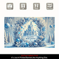 thumbnail image 6 of 1 piece, birthday banner background decoration, 2D flat dreamy ice and snow princess castle background wall hanging decorative banner, party supplies, indoor/outdoor party decoration, entrance passag, 6 of 6