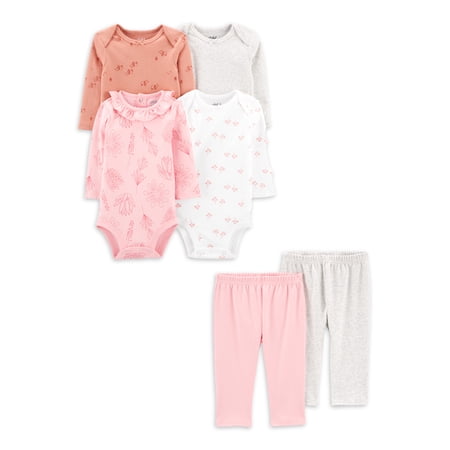 Carter's Child of Mine Baby Girl Bodysuits and Pants Outfit Set, 6 piece, Sizes Preemie-24M