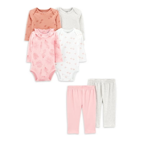 Carter's Child of Mine Baby Girl Bodysuits and Pants Outfit Set, 6 piece, Sizes Preemie-24M