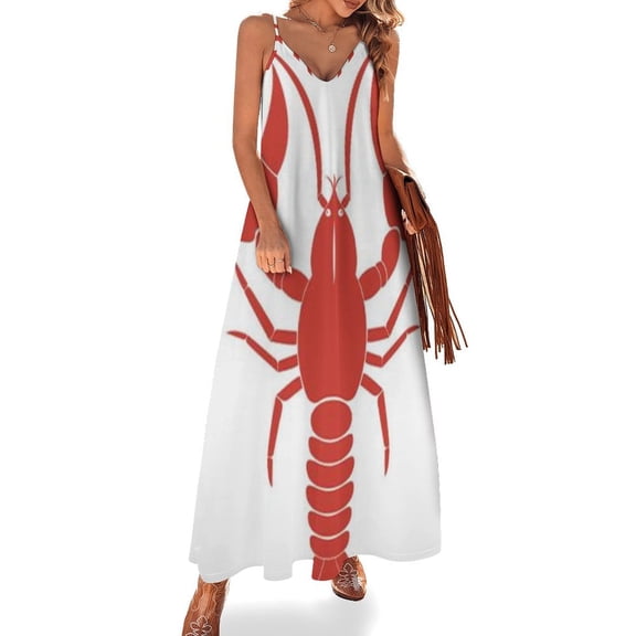 Hand Drawn Lobster Sleeveless Dress Loose Women's Dress Dresses Luxury Evening Dresses