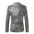 thumbnail image 3 of USNSM One Button Sequined Men's Jacket Single Breasted Notch Lapel Tuxedos Blazer Prom Party Coat Performence Jacket Silver S, 3 of 4