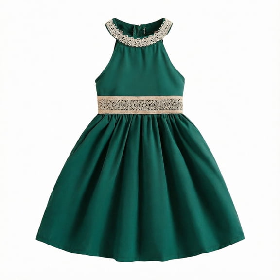WMQPNNS Flower Girl Dress Sleeveless/Short Sleeve A Line Cute Summer Dress Toddler Girls Dresses for Birthday Wedding Party, Size 3-4 Years, 2-Green