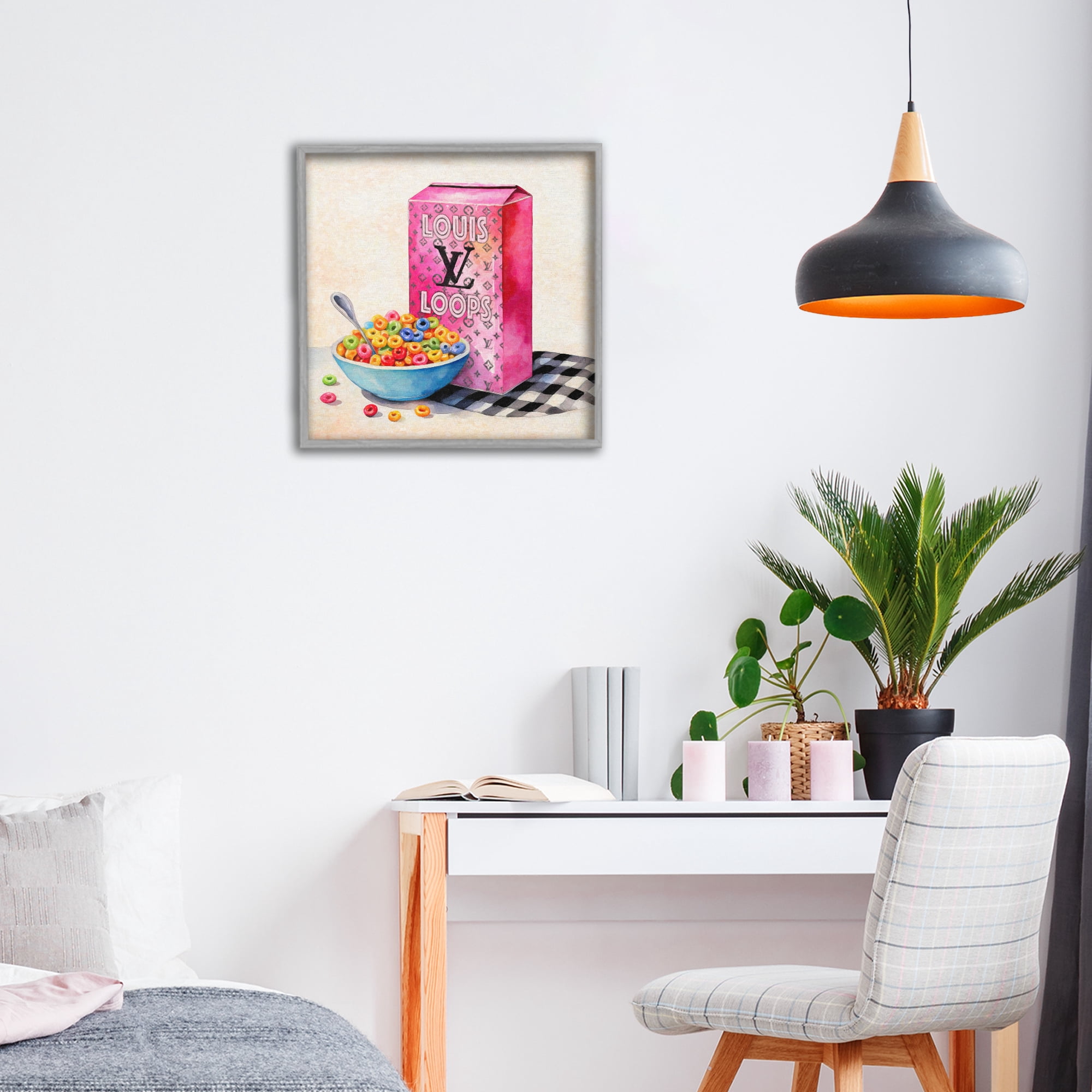 Stupell Industries Fashion Loops Cereal Gray Framed Giclee Art, design by Grotto Studios