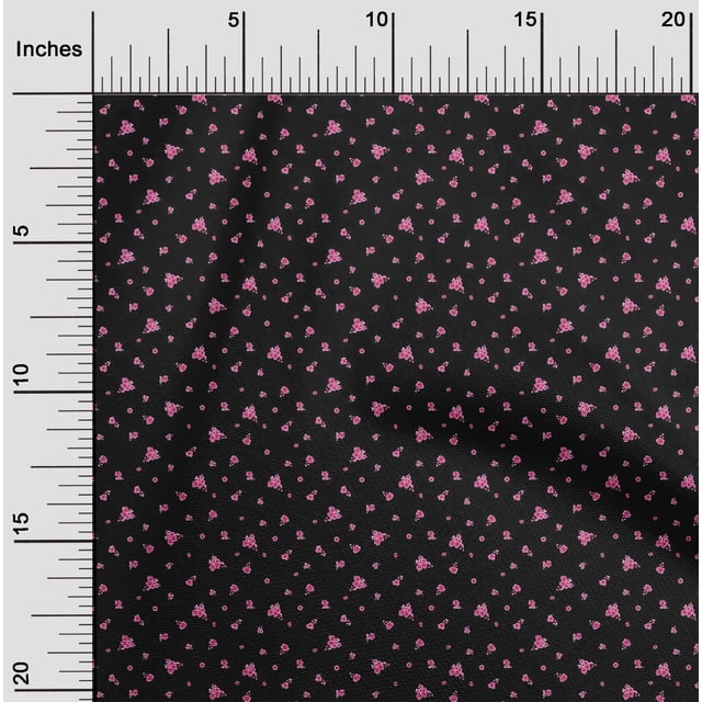 oneOone Cotton Poplin Fabric Blue & Peach Flower Floral Print Fabric BTY 56 Inch Wide