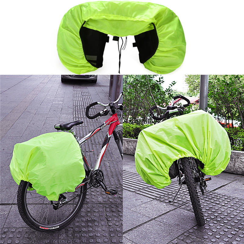 Waterproof Silk Pannier Rain Cover Bicycle Fluorescent Green Cycling Foldable 