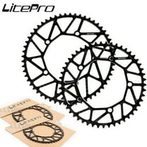 130 BCD Chainring, 50T 52T 54T 56T 58T Folding Road Bike Round Single Speed Narrow Wide Bicycle Chain Ring, Aluminium Alloy Superlight Sprocket, Fit 14'' 16'' 20'' Folding Bike