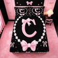 thumbnail image 5 of meiyoeat Pink Monogram Bowknot Bed Sheets For Kids,Girls Ribbon Bow Letter C Full Size Sheets Bowtie Lovers,4 Pieces, 5 of 6