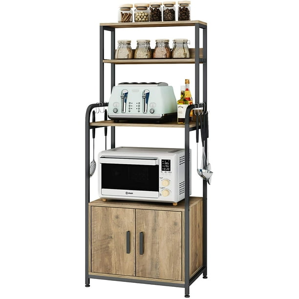 Baker's Rack, 4Tier Kitchen Microwave Oven Shelf, Wood Storage