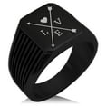 thumbnail image 1 of Stainless Steel Heart Love Arrow Compass Needle Stripe Pattern Biker Style Polished Ring, 1 of 1