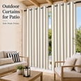 thumbnail image 6 of Bedliving Outdoor Curtains for Patio Waterproof, Khaki White Stripe Grommet Curtains, Outside Drapes for Porch Gazebo Pergola Cabana, 2 Panels, 54" x 95", 6 of 8