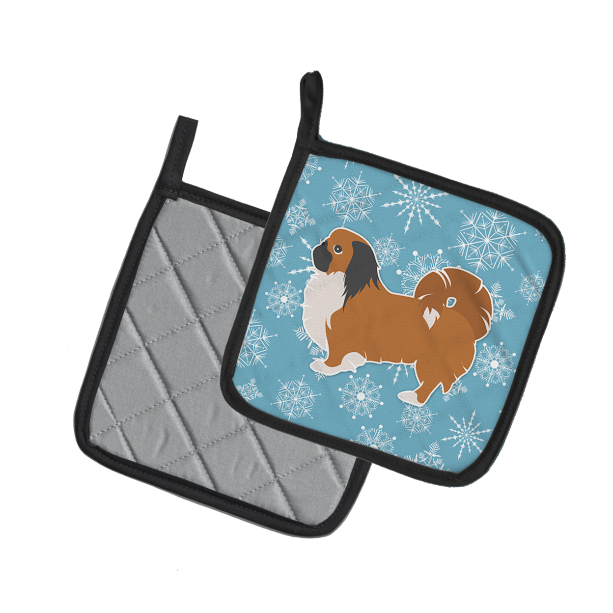 Carolines Treasures BB3538PTHD Winter Snowflake Pekingese Pair of Pot Holders , 7.5HX7.5W, multicolor