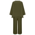 thumbnail image 6 of REORIAFEE Women Casual Outfits Spring Outfits Casual Women's Round Neck Collar Long Sleeve Pullover Shirt Tops + Pants Trousers Set Army Green L, 6 of 6