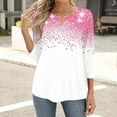 thumbnail image 5 of 3/4 Length Sleeve Womens Tops Keyhole Crewneck Shirts Business Dressy Casual Tunic Blouses Summer Basic Tees, 5 of 6