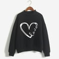 thumbnail image 3 of Baqcunre Crewneck Sweatshirts Printing Sweatshirt Top Long Sleeved Sweatshirt Casual Blouse Temperament Pullover Top(Black S-XXL),Womens Sweatshirt Womens Tops Valentine'S Day Shirts For Women, 3 of 4