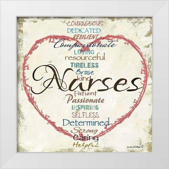 Phillips, Anita 20x20 White Modern Wood Framed Museum Art Print Titled - Nurses Heart